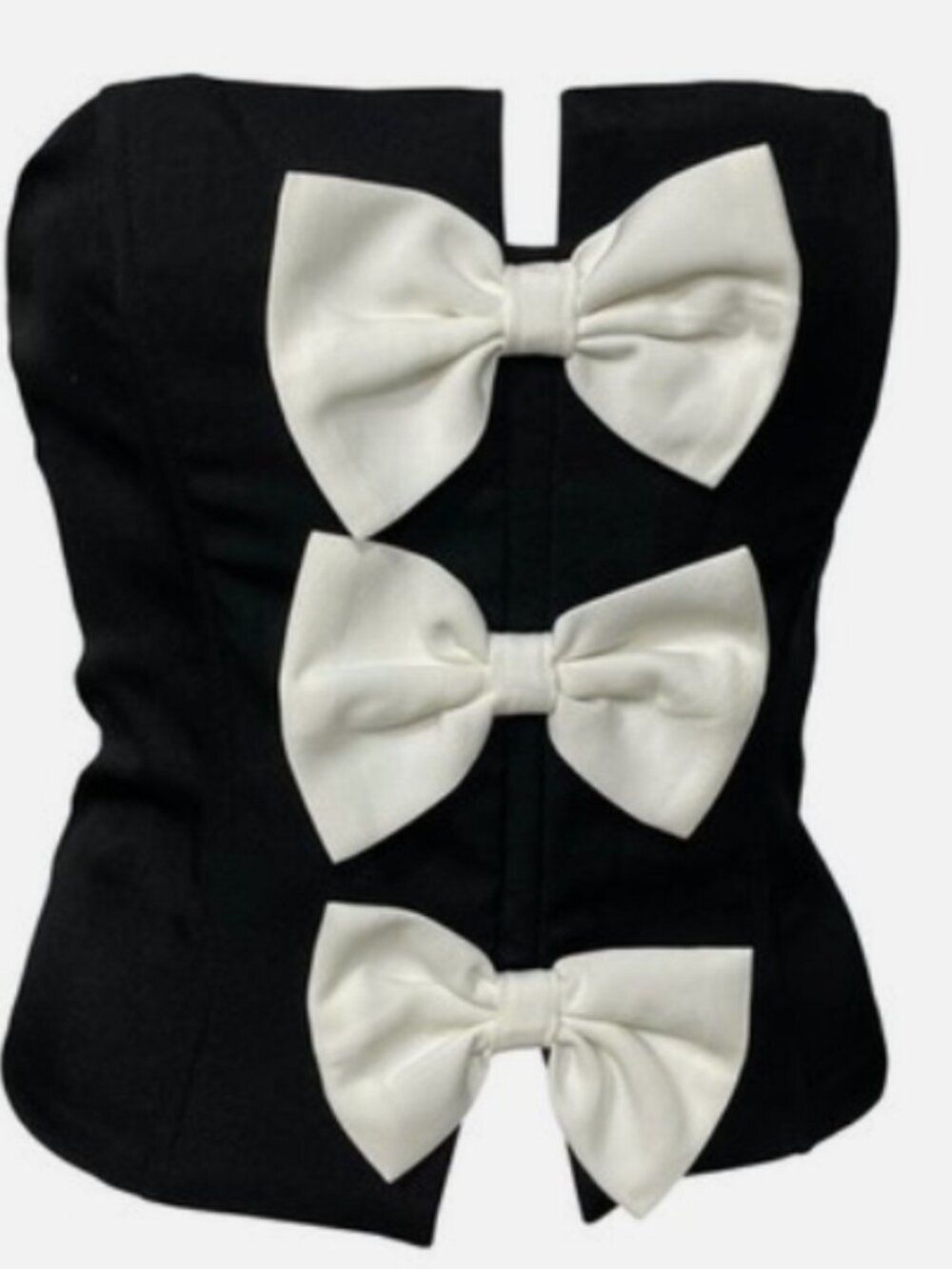 Lulumari Black White Bow Corset Strapless Coquette Corset Top Size XL